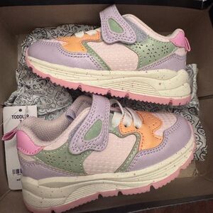 OshKosh B'gosh Pastel Pink Lavender & Green Kids Velcro Sneakers